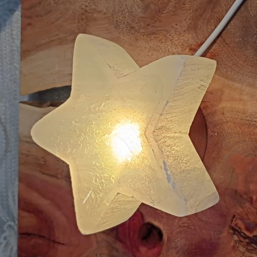 Selenite Star With Light